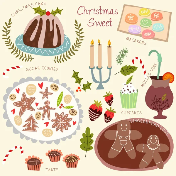 Kerstmis Sweet set — Stockvector