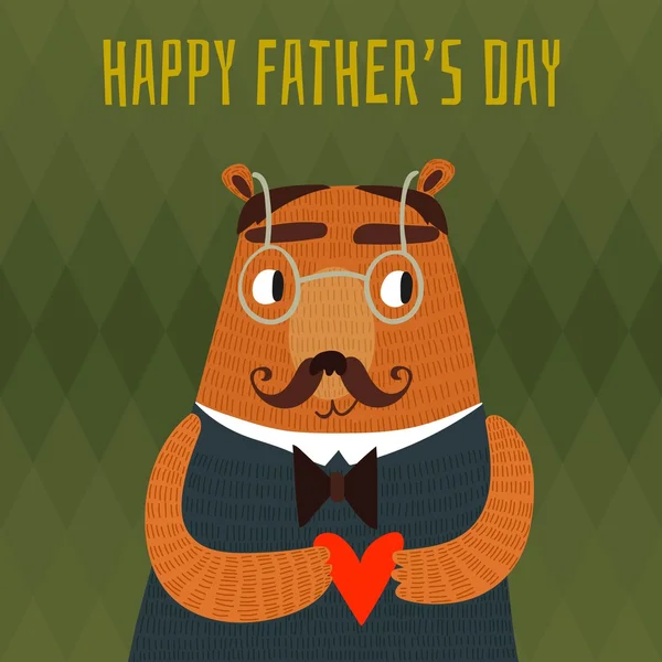 Carte fête des pères avec ours — Image vectorielle
