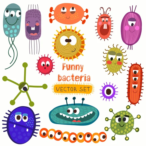 Cute bacteria set — Stock Vector