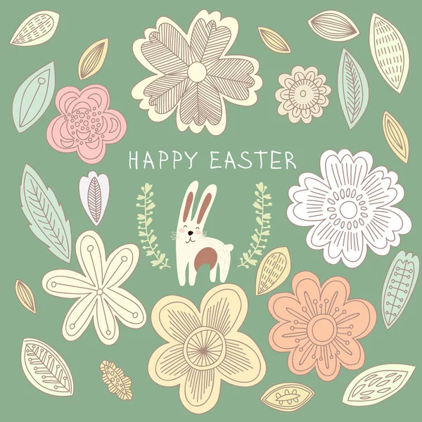 Cartão de Páscoa com coelho —  Vetores de Stock