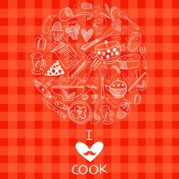 Én szeretem a szakács-kártya design — Stock Vector