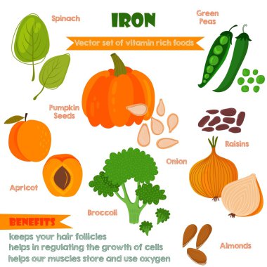 Vitamins and Minerals foods Illustrator set 4.Vector set of vita