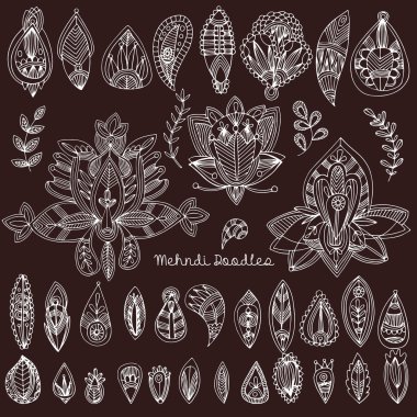 Mehndi Tattoo Doodles Set 1- Abstract Floral Illustration Design