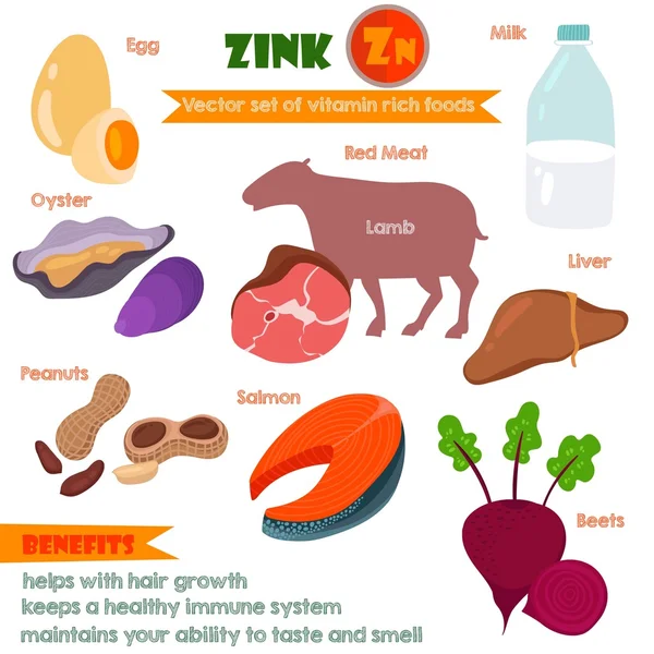 Vitamins and Minerals foods Illustrator set 5.Vector set of vita — 스톡 벡터