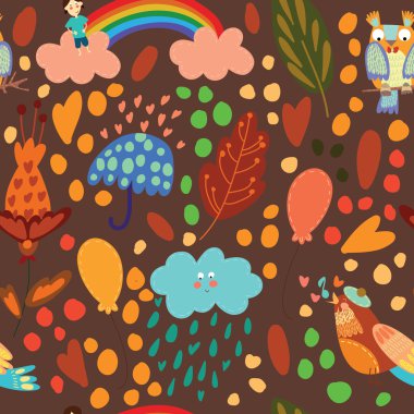 Autumn cute seamless pattern.