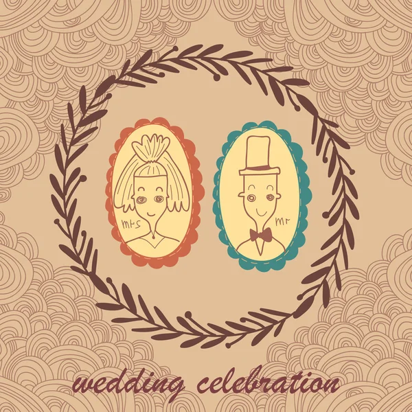 Wedding vector card in vintage style. — Stock Vector