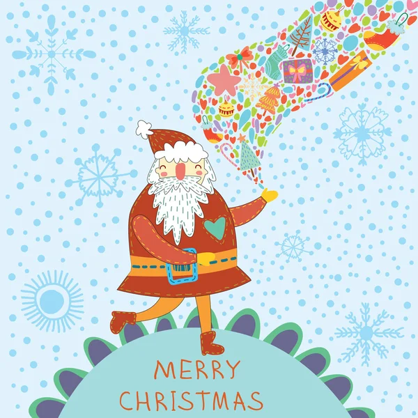 Cartoon kaart met schattige Santa Claus — Stockvector