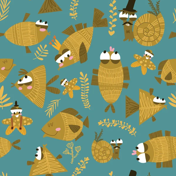 Cute fish seamless pattern. — Stock Vector