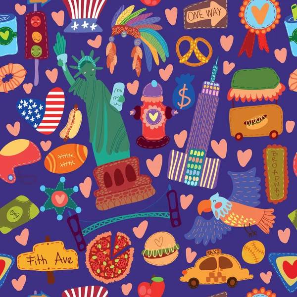 Motif sans couture avec des éléments américains . — Image vectorielle