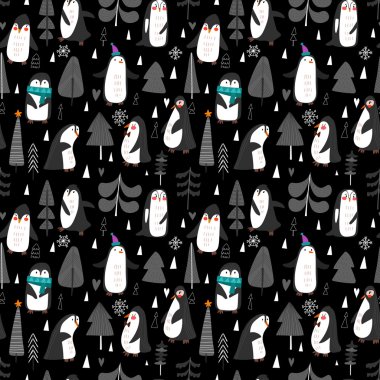 Yeni yıl karikatür seamless modeli