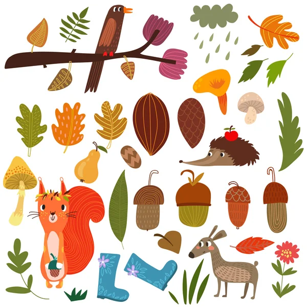 Conjunto de animales del bosque de dibujos animados — Vector de stock