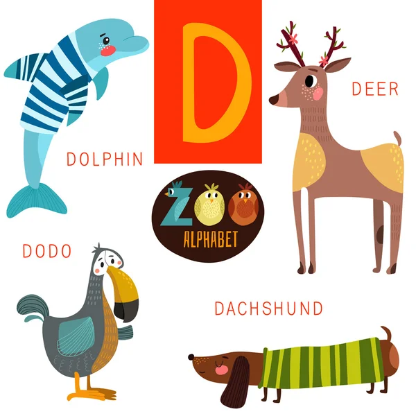 Niedliches Zoo-Alphabet — Stockvektor