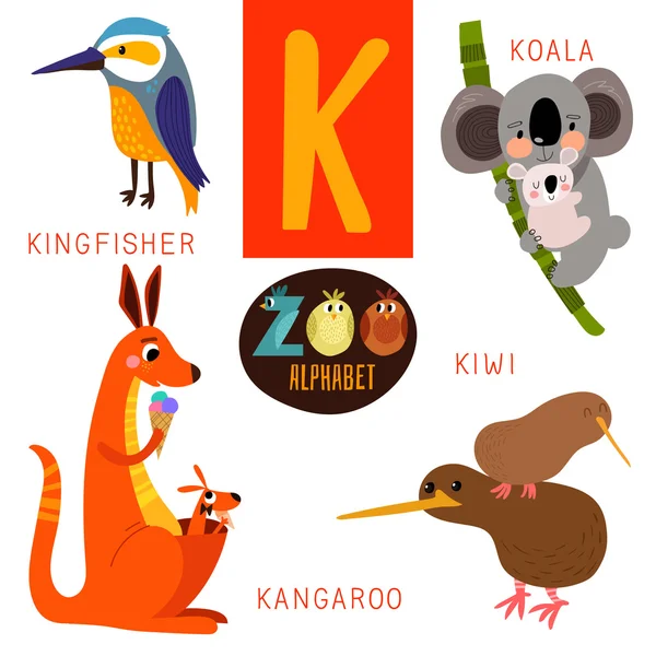 かわいい動物園アルファベット — ストックベクタ