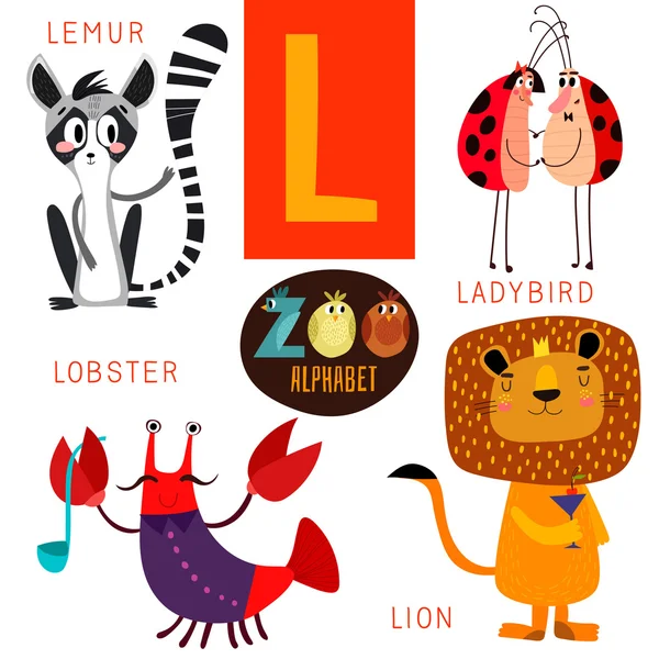 Cute zoo alphabet — Stock Vector