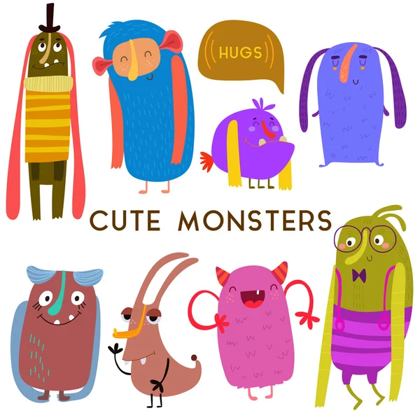 Sweet  Cartoon Monsters — Stock Vector