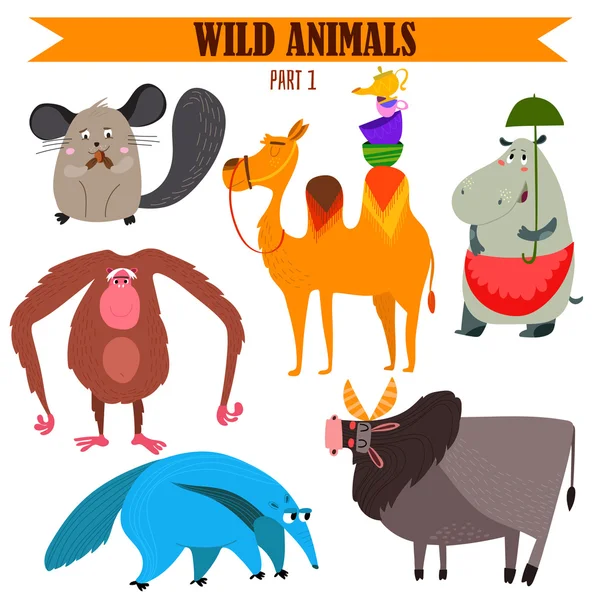 Verzameling van wilde dieren — Stockvector