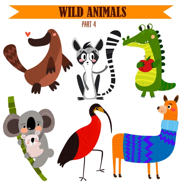 Conjunto de animales salvajes — Vector de stock