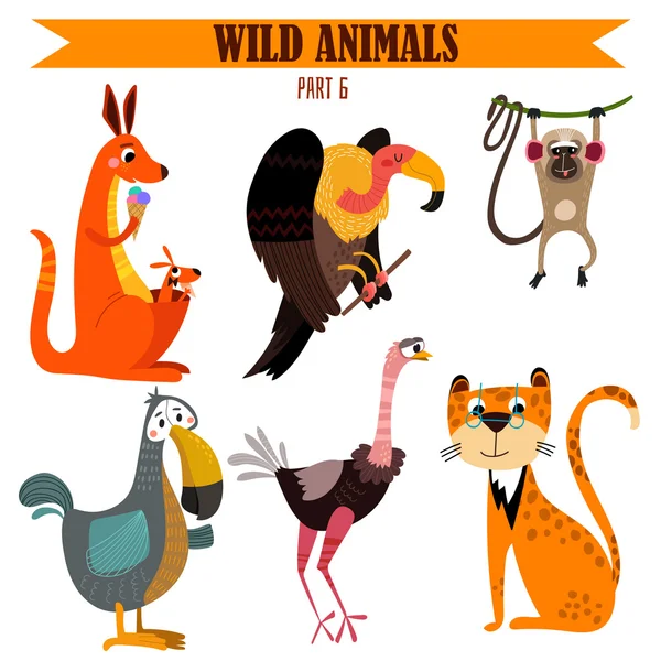 Zbiór dzikich zwierząt — Wektor stockowy