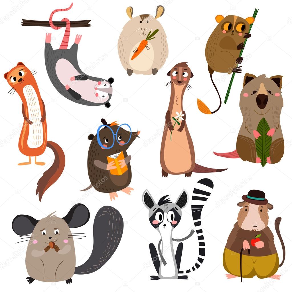 mammals in cartoon style