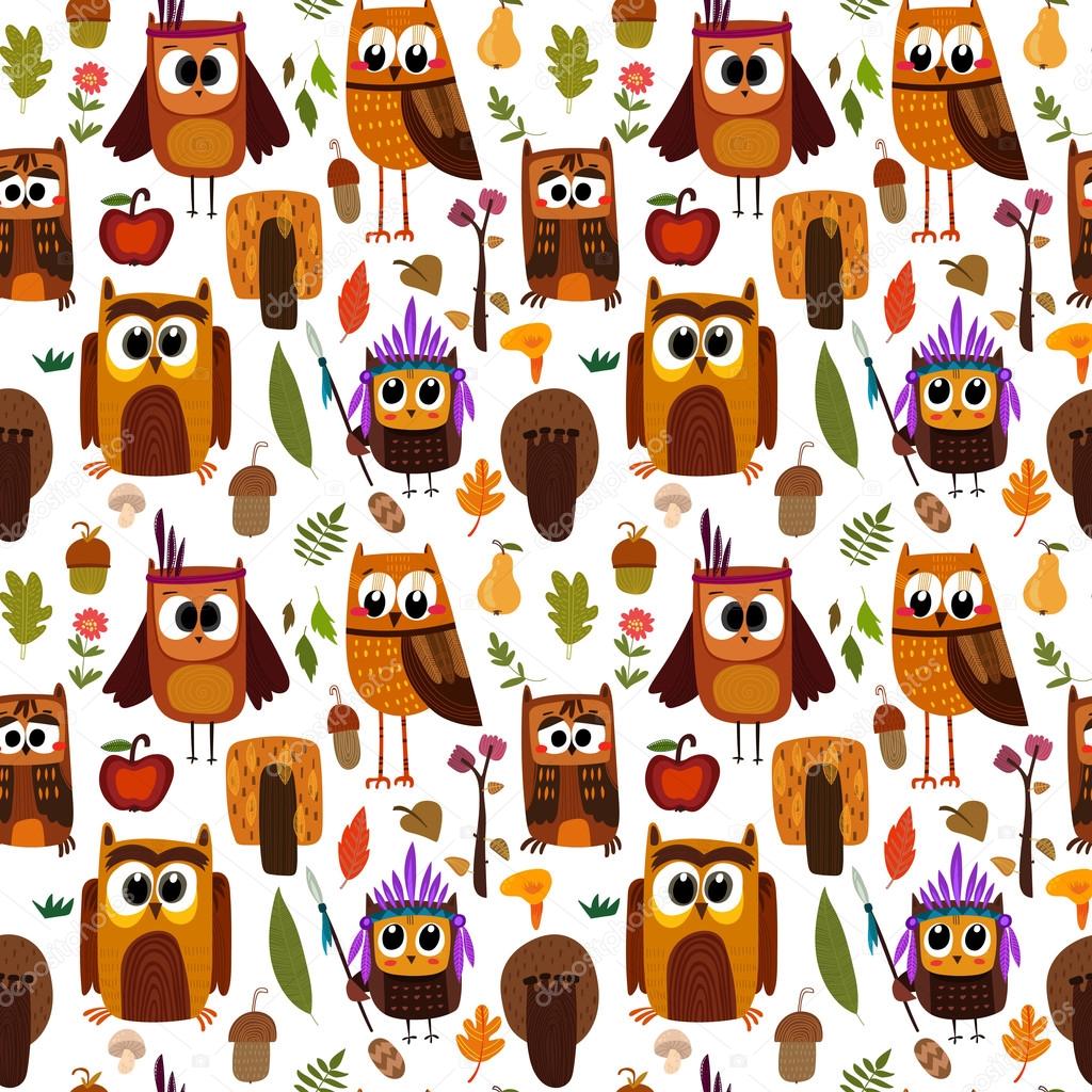 Bright pattern with owls