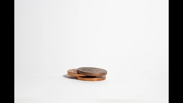 Euro Coins Being Stacked Stop Motion Video One Cent Euro — Stock videók