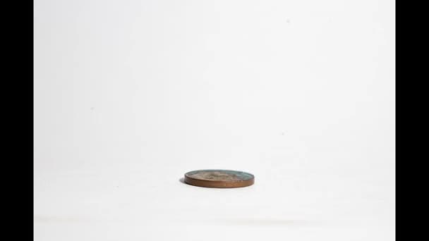 Euro Coins Being Stacked Stop Motion Video One Cent Euro — Stockvideo