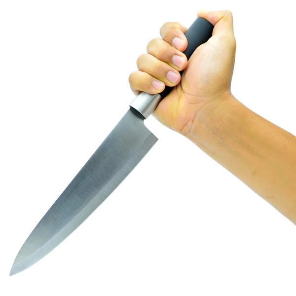 Мужская рука с кухонным ножом . — стоковое фото