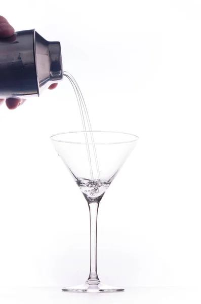 Splash Glass Cocktail Man Serving Gin Cocktail Glass White Background — Stock Photo, Image