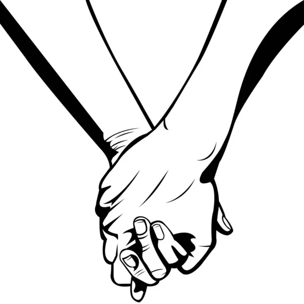 Två Personer Håller Varandra Handen Ett Par Vänskap Ett Starkt — Stock vektor