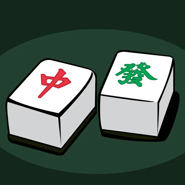 Einfache Vektor Illustration Des Mahjong Spiels Auf Grünem Hintergrund Mahjong — Stockvektor