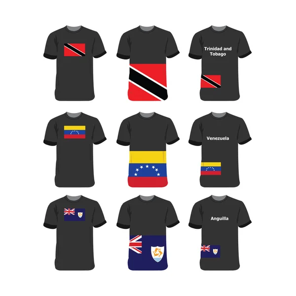 T-shirts américains pour Trinité-et-Tobago, Venezuela et Anguilla — Image vectorielle