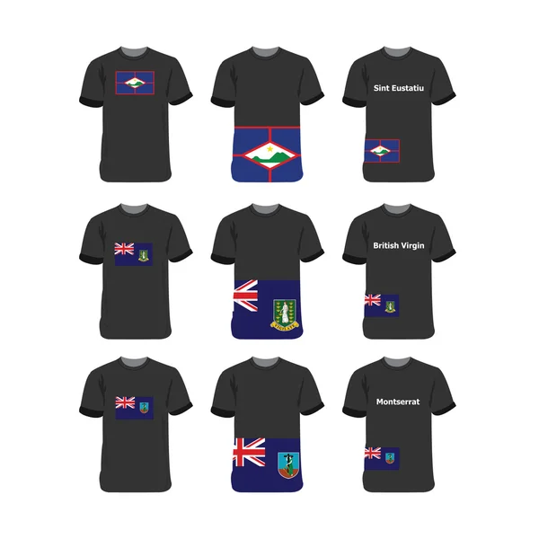Camisetas americanas para Sint-Eustatiu-British-Virgin-Montserrat —  Vetores de Stock