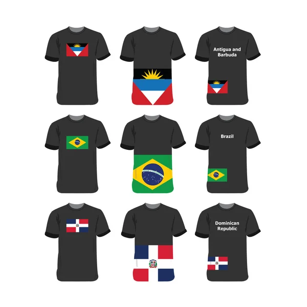 T-shirts américains pour Antigua-Brésil-République dominicaine — Image vectorielle