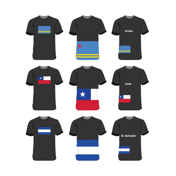 American T-Shirts for Aruba-Chile-EL-Salvado — Stockvector