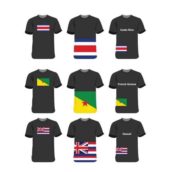 American T-Shirts for Costa-Rica-French-Guiana-Hawaii — Stockový vektor