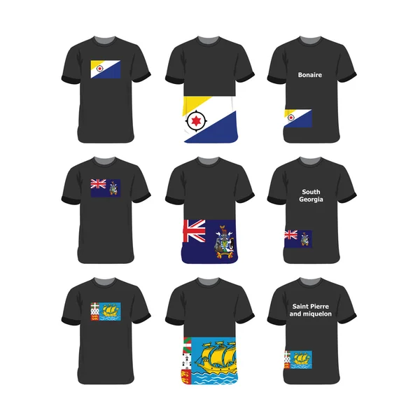 American T-Shirts for Bonaire-South-Georgia-Saint-Pierre-and-Miquelon — Stock Vector