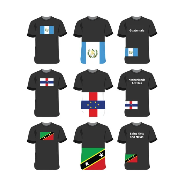 T-shirts américains pour Guatemala-Pays-Bas-Antilles-Saint-Kitts-et-Nevis — Image vectorielle