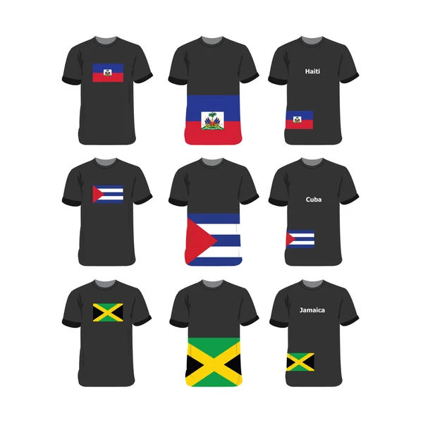 T-shirt Americane per Haiti-Cuba-Giamaica — Vettoriale Stock