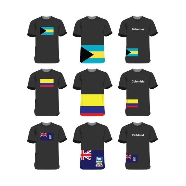 T-shirts américains pour Bahamas-Colombia-Falkland — Image vectorielle