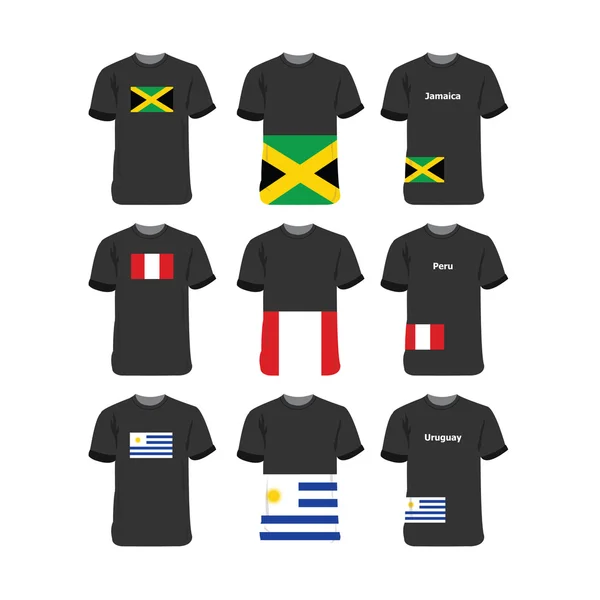 T-shirts américains pour Jmaica-Peru-Uruguay — Image vectorielle