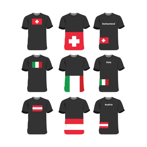 T-Shirts for Switzerland-Italy-Austria — Stockový vektor