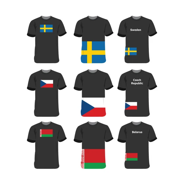 T-shirts for  Sweden-Czech-Republic-Belarus — Stock Vector