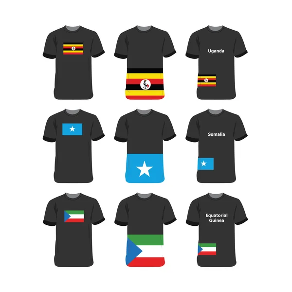 Африканские футболки для Уганды, Сомали, Экваториальной Гвинеи — стоковый вектор