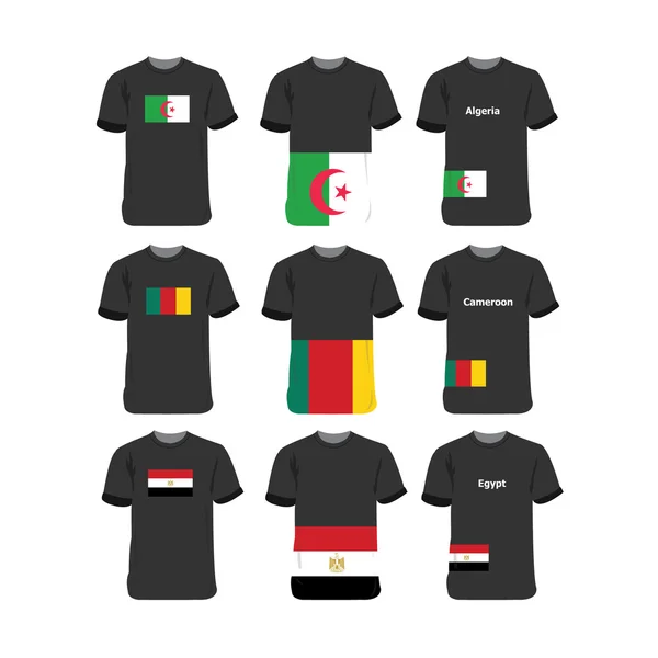 African T-Shirts for Algeria-Cameroon-Egypt — Stock Vector