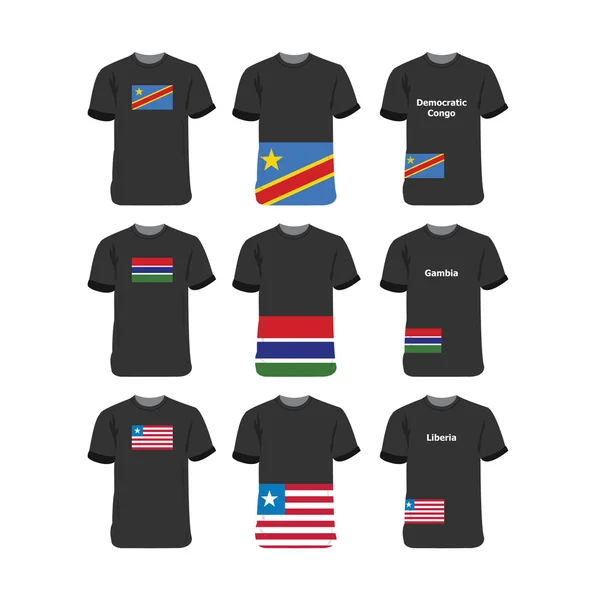 African T-Shirts for  Emocratic-Congo-Gambia-Liberia — Stockový vektor