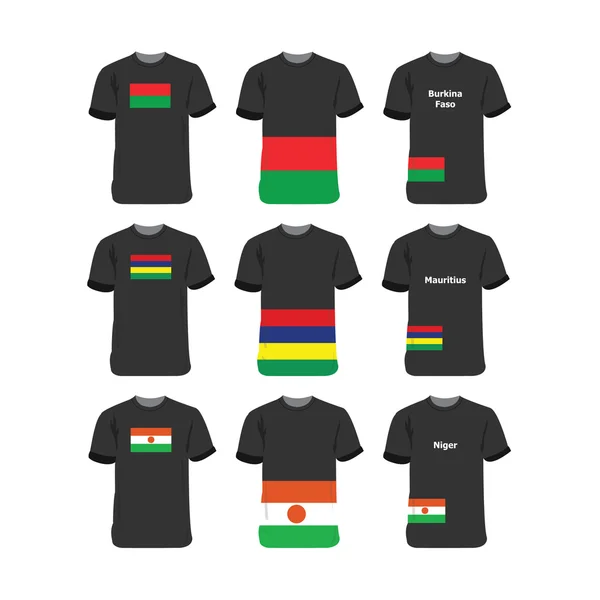 African T-Shirt for Burkina-Faso-Mauritius-Niger — Stockový vektor