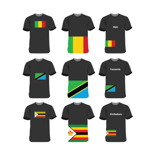 African T-Shirts for Mali-Tanzania-Zimbabwe — Stockový vektor