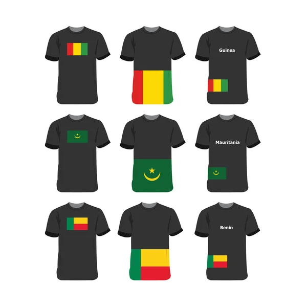 African T-Shirts for Guinea-Mauritania-Benin — Stok Vektör