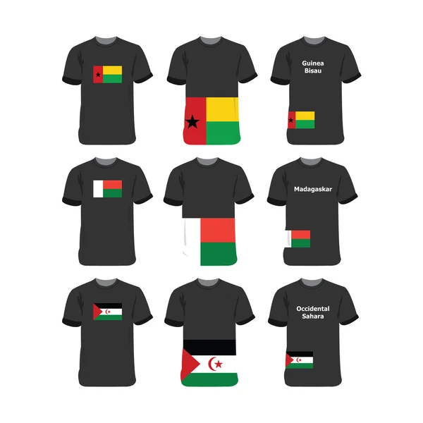 Camisetas africanas para Guiné-Bisau-Madagáscar-Saara Ocidental —  Vetores de Stock