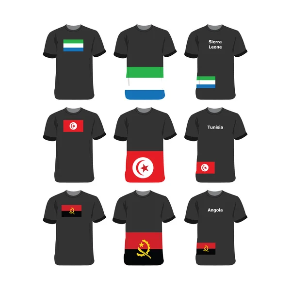 African T-Shirts for Sierra-Leone-Tunisia-Angola — Stockový vektor